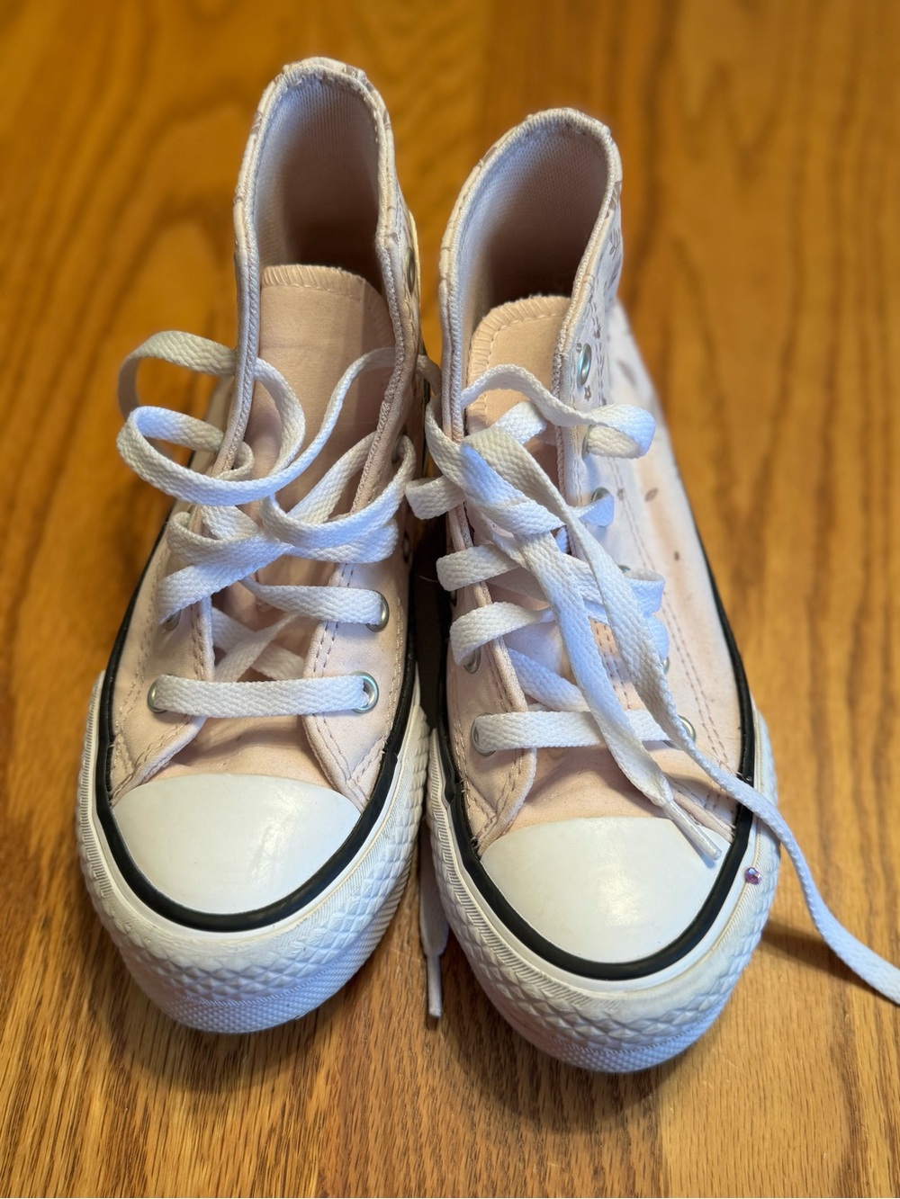 Kids Pink High-Top Canvas Sneakers with White Accents